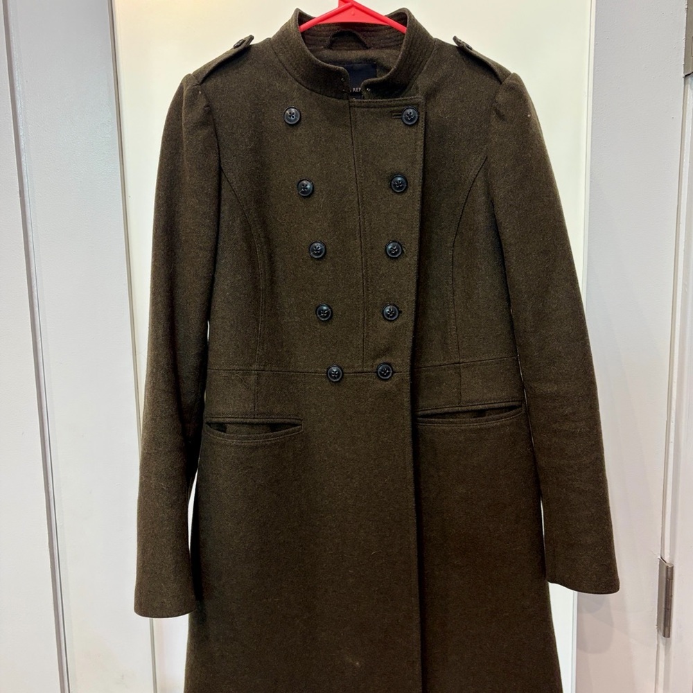 Banana Republic Double-Breasted Pea Coat in Dark Olive
